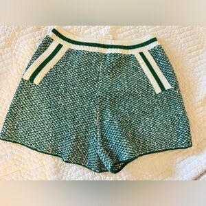 Maje Green and White Women Shorts
